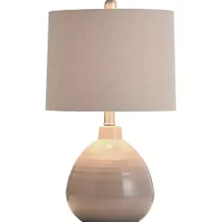 Kirklands Home Table Lamps|Gray Ribbed Ceramic Table Lamp Ivory