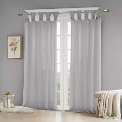 Kirklands Home Curtains & Drapes|Rosette Tab Top Curtain Panel, 95 in. Gray