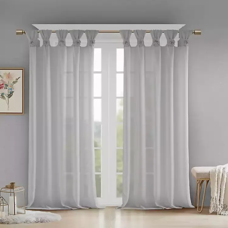 Kirklands Home Curtains & Drapes|Rosette Tab Top Curtain Panel, 95 in. Gray