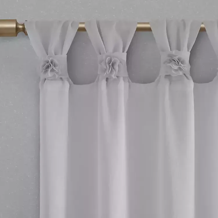 Kirklands Home Curtains & Drapes|Rosette Tab Top Curtain Panel, 95 in. Gray