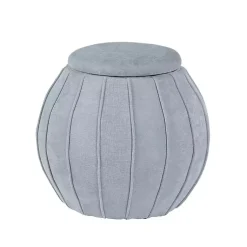 Kirklands Home Benches & Ottomans|Rounded Oval Storage Ottoman Gray