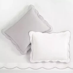 Kirklands Home Duvets|Gray Scallop Edge 3-pc. Full/Queen Duvet Cover Set