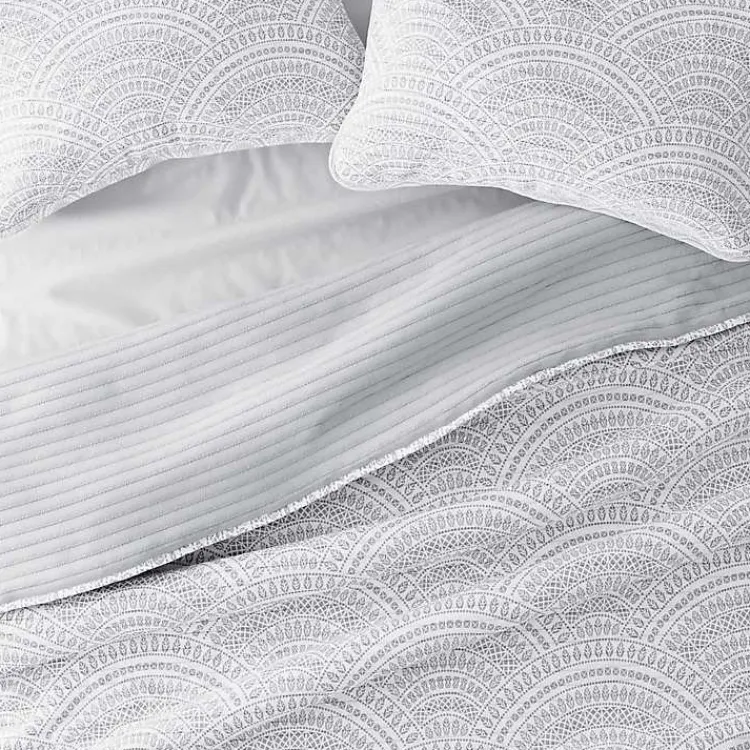 Kirklands Home Quilts|Gray Scalloped Reversible 3-pc. King Quilt Set