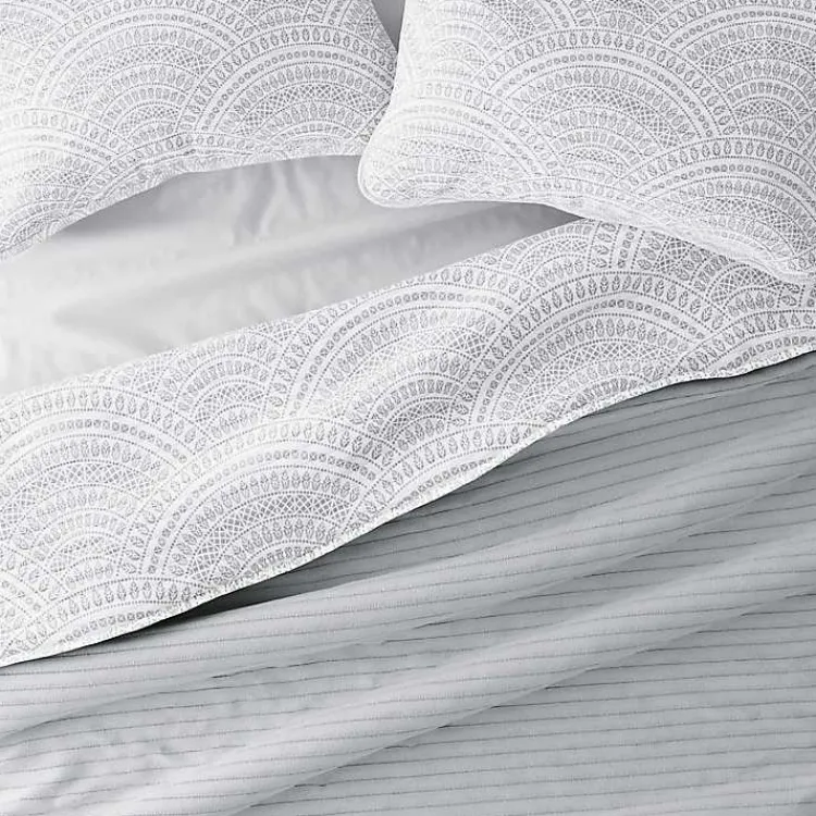 Kirklands Home Quilts|Gray Scalloped Reversible 3-pc. King Quilt Set