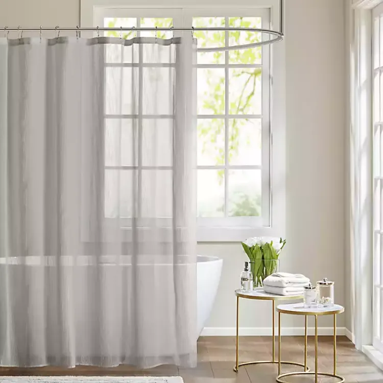 Kirklands Home Shower Curtains|Sheer Shower Curtain Gray