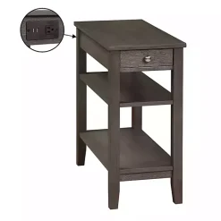 Kirklands Home Accent & End Tables|2-Shelf Charging Accent Table Gray