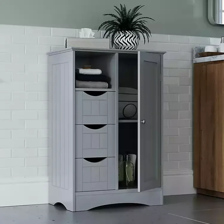 Kirklands Home Cabinets & Sideboards|Single Door 3-Drawer Cabinet Gray