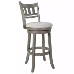 Kirklands Home Bar Stools & Counter Height Stools|Slatted Back Upholstered Swivel Bar Stool Gray