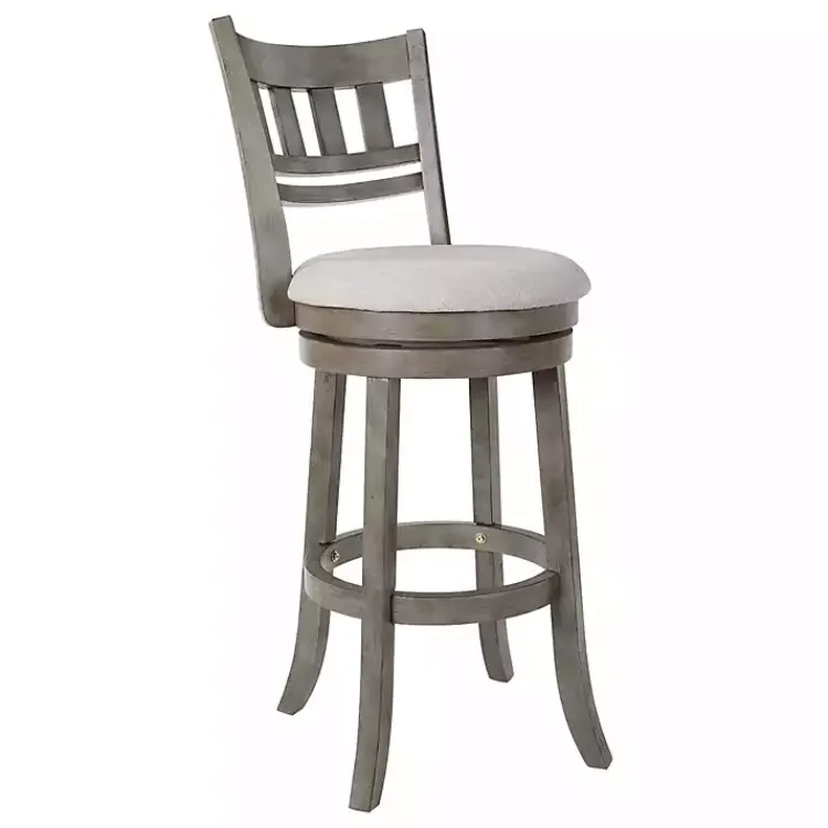 Kirklands Home Bar Stools & Counter Height Stools|Slatted Back Upholstered Swivel Bar Stool Gray