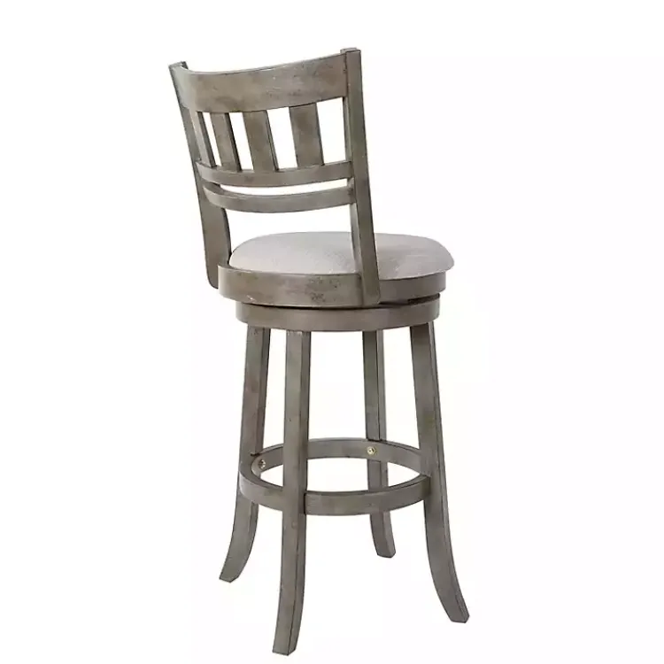 Kirklands Home Bar Stools & Counter Height Stools|Slatted Back Upholstered Swivel Bar Stool Gray