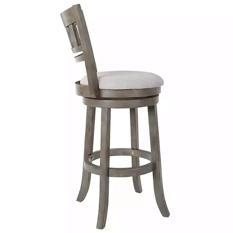 Kirklands Home Bar Stools & Counter Height Stools|Slatted Back Upholstered Swivel Bar Stool Gray
