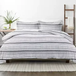 Kirklands Home Duvets|Gray Soft Striped 3-Pc. Twin Duvet Cover Set