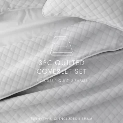 Kirklands Home Quilts|Stitched Diamond 2-pc. Twin Quilt Set Gray