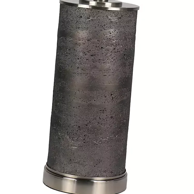 Kirklands Home Table Lamps|Stone and Steel Cylinder Table Lamp Gray