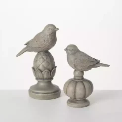 Stone Bird Finial Figurines, Set of 2 Statues & Figurines