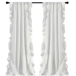 Kirklands Home Curtains & Drapes|Gray Stripe Ruffled Curtain Panel Set, 84 in.