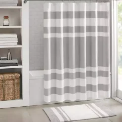 Kirklands Home Shower Curtains|Stripe Waffle Weave Shower Curtain Gray