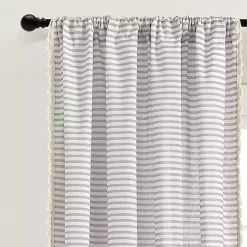 Kirklands Home Curtains & Drapes|Gray Striped Tassel Curtain Panel Set, 84 in.
