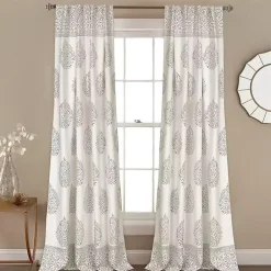 Kirklands Home Curtains & Drapes|Gray Teardrop Leaves Curtain Panel Set, 84 in.