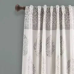 Kirklands Home Curtains & Drapes|Gray Teardrop Leaves Curtain Panel Set, 95 in.