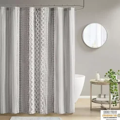 Kirklands Home Shower Curtains|Textured Chenille Shower Curtain Gray