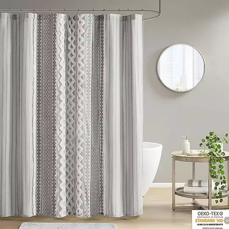 Kirklands Home Shower Curtains|Textured Chenille Shower Curtain Gray