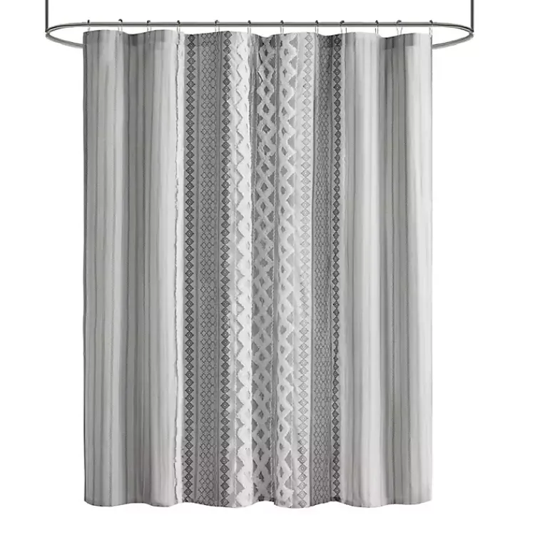 Kirklands Home Shower Curtains|Textured Chenille Shower Curtain Gray