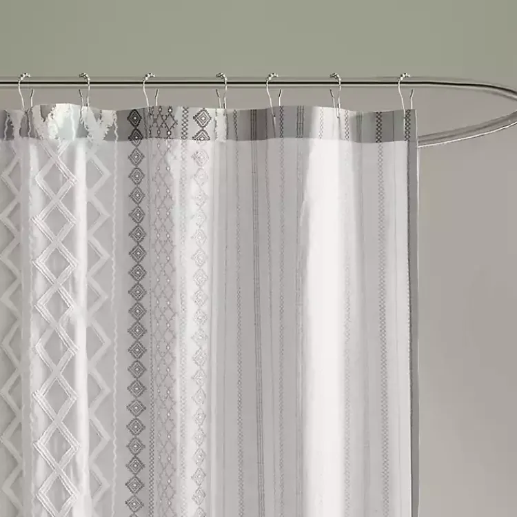 Kirklands Home Shower Curtains|Textured Chenille Shower Curtain Gray