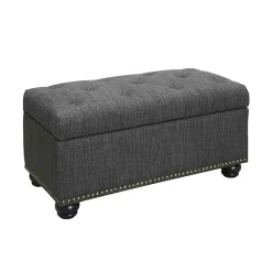 Kirklands Home Benches & Ottomans|Tufted Jess Storage Ottoman Bench Gray