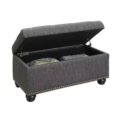 Kirklands Home Benches & Ottomans|Tufted Jess Storage Ottoman Bench Gray