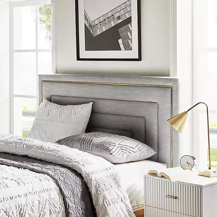 Kirklands Home Beds & Headboards|Tufted Upholstered Adjustable Queen Headboard Gray