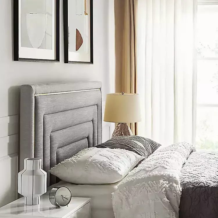 Kirklands Home Beds & Headboards|Tufted Upholstered Adjustable Queen Headboard Gray