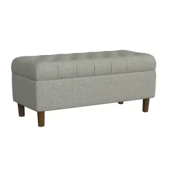 Kirklands Home Benches & Ottomans|Tufted Upholstered Storage Bench Gray