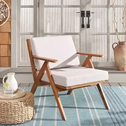 Kirklands Home Outdoor Seating|Upholstered Acacia Wood Outdoor Chair Gray