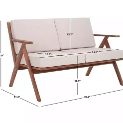 Kirklands Home Outdoor Seating|Upholstered Acacia Wood Outdoor Loveseat Gray