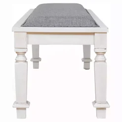 Kirklands Home Dining Chairs|Upholstered Antique White Quin Bench Gray