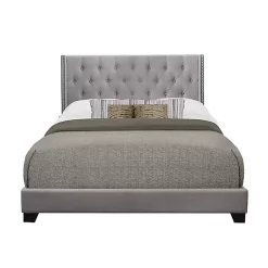 Kirklands Home Beds & Headboards|Upholstered Button Tufted Wing King Bed Gray