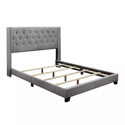 Kirklands Home Beds & Headboards|Upholstered Button Tufted Wing King Bed Gray