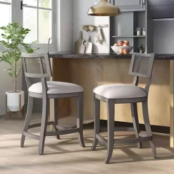 Kirklands Home Bar Stools & Counter Height Stools|Gray Upholstered Farmhouse Counter Stool