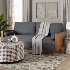 Kirklands Home Sofas & Loveseats|Upholstered Harley Walnut Sofa Gray