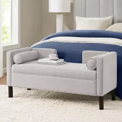 Kirklands Home Benches & Ottomans|Upholstered Modern Split Back Bench Gray