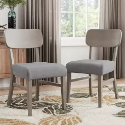 Kirklands Home Dining Chairs|Upholstered Porter Dining Chairs, Set of 2 Gray