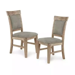 Kirklands Home Dining Chairs|Upholstered Rustic Dining Chairs, Set of 2 Gray