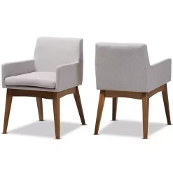Kirklands Home Dining Chairs|Upholstered Walnut Dining Chairs, Set of 2 Gray