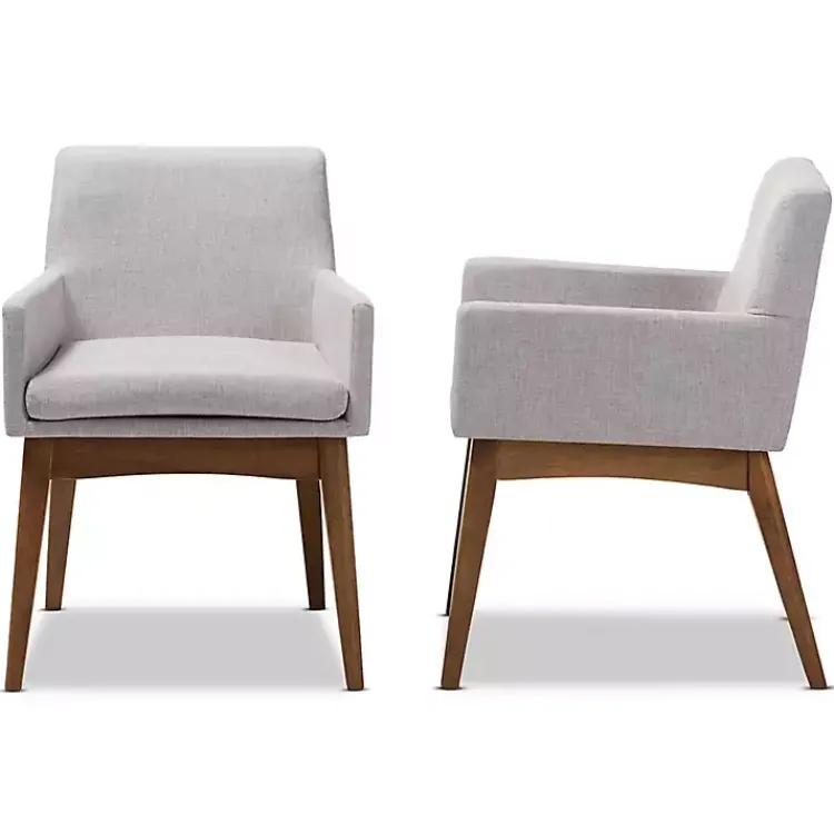 Kirklands Home Dining Chairs|Upholstered Walnut Dining Chairs, Set of 2 Gray