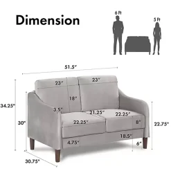Kirklands Home Sofas & Loveseats|Velvet Upholstered Modern Loveseat Gray