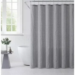Kirklands Home Shower Curtains|Waffle Cotton Blend Shower Curtain Gray