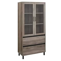 Kirklands Home Cabinets & Sideboards|Wash Glass Door Storage Hutch Gray