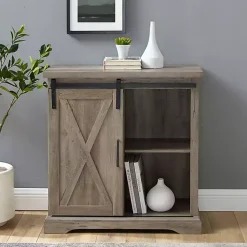 Kirklands Home Cabinets & Sideboards|Wash Sliding Barn Door Cabinet Gray