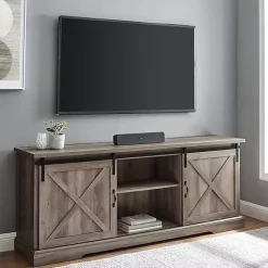 Kirklands Home Tv Stands & Media Consoles|Wash Sliding Barn Door TV Stand Gray
